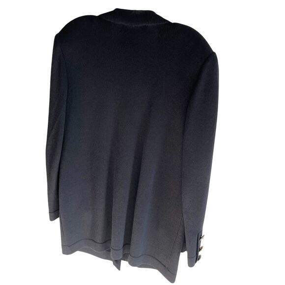 St. John Women’s Black Santana Knit Long V-Neck Button Front Cardigan - Picture 4 of 8